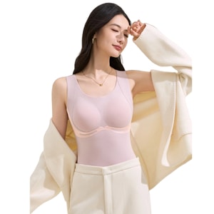 【中国直送】HSPM リヨセルシルク 温かく栄養たっぷり 両面フリース裏地 お腹周りをコントロール ウォームベスト ロータスルートピンク Mサイズ