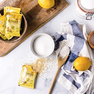  Lemon Ginger Honey Crystals 10 sachets-Instant  Ginger Tea-All Natural Caffeine-Free, Soothes Stomach, Relieves Phlegm/Sore Throat/Stuffy Nose, Warming Body & Refreshing Mind