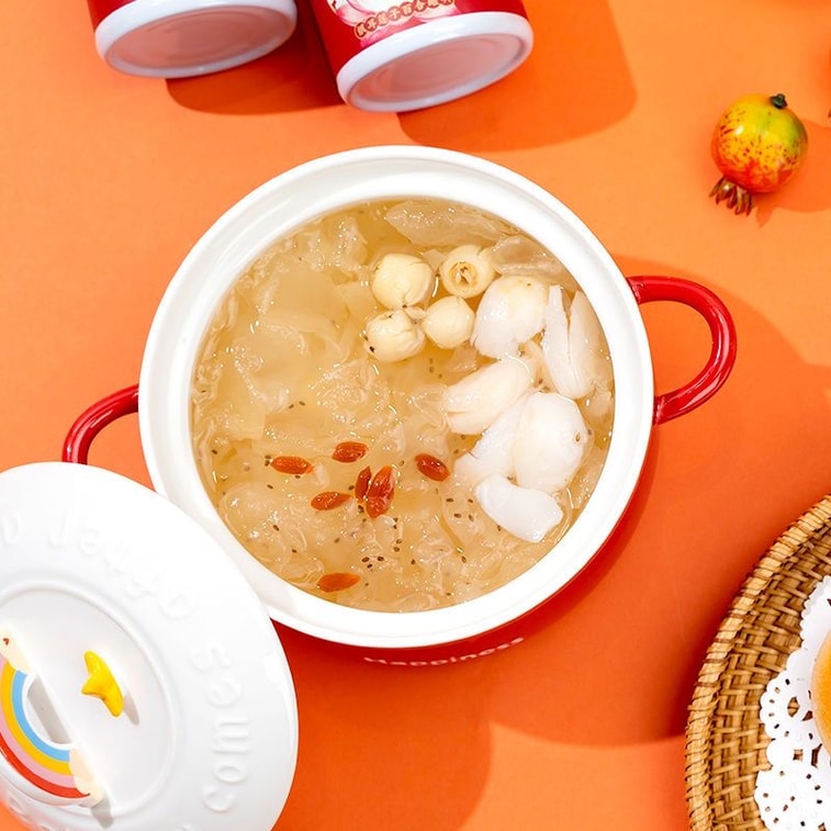 【中国直送】臨家埔子 缶詰大白キクラゲスープ 200g×1缶 氷砂糖、蓮の実、ユリの根、チアシード入り そのまま食べられる白キクラゲスープ 3