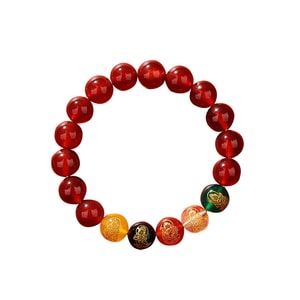 Five Roads To Fortune Bracelet Lunar New Year Rabbit Rat Dragon Horse Chicken Red Agate Five Roads To Fortune 10MM