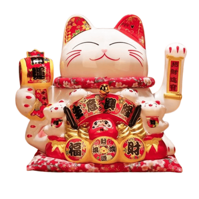 【中国からの直送】ジャワ島招き猫置物 大型 開店祝い 自動握手 自宅 リビングルーム 新築祝い ギフト 招き猫 高さ23cm