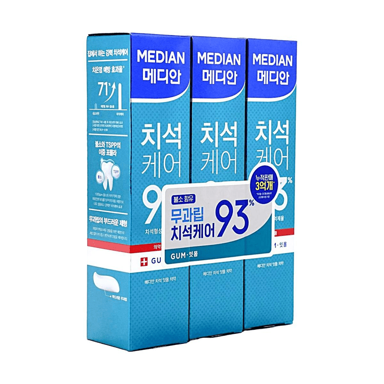 韩国MEDIAN麦迪安 成人牙膏 93% 強效淨白亮白牙膏 绿色甜橙薄荷 护理牙龈 120g*3支装 1