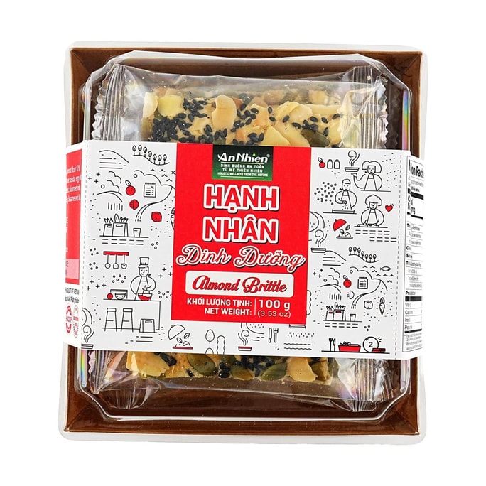 越南AN NHIEN 杏仁南瓜籽坚果薄脆 100g【0蔗糖0添加剂】【营养饱腹健康代餐零食】