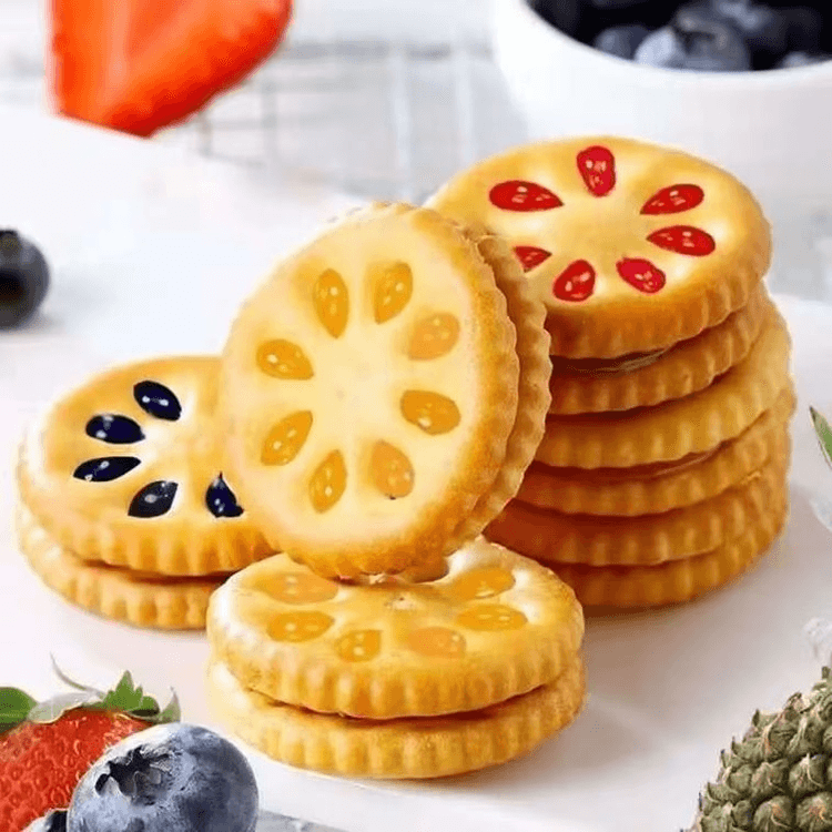 Xu Fu Ji Strawberry Blueberry Jam Sandwich Cookies 360g, 20 packs
