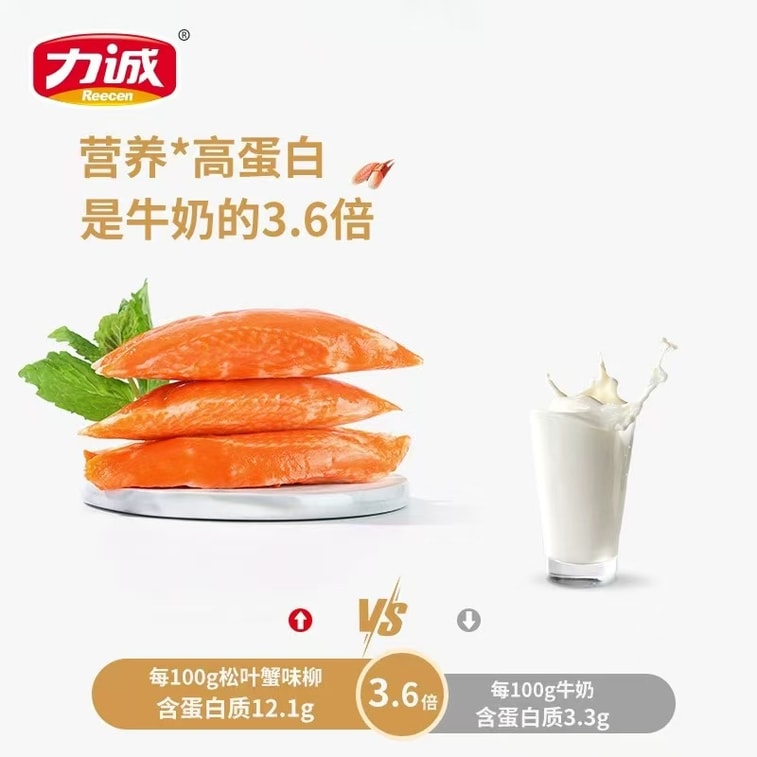 力诚 低脂松叶蟹味蟹柳 即食蟹棒肉  鲜嫩美味海味小零食 8条 150克  短保 7