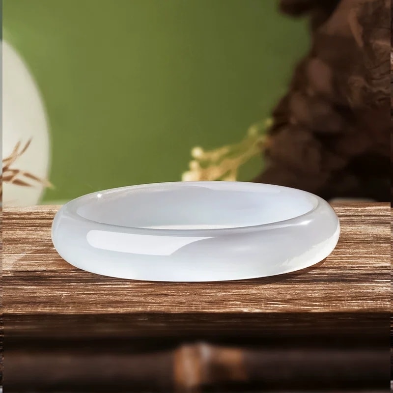 【中國直郵】 周大學生 女款白月嵐玉環子天然新中式叮噹寬環 圈口 54mm