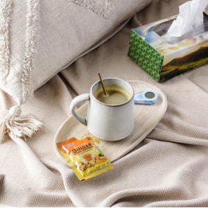  Ginger Honey Crystals with Turmeric 10 Sachets-Instant  Ginger Tea-All Natural Caffeine-Free, Soothes Stomach, Relieves Phlegm/Sore Throat/Stuffy Nose, Warming Body & Refreshing Mind