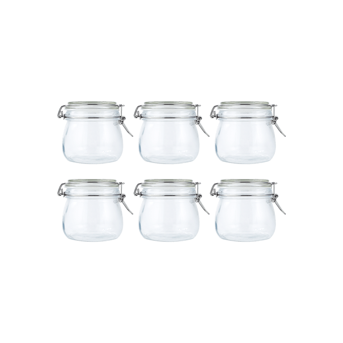 Glotoch 17oz Airtight Glass Canister 6 Pack Food Storage Jar Round with Lids