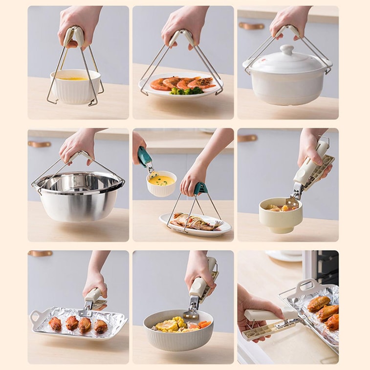 Ensemble de 2 pinces pour bol et assiette résistantes à la chaleur Gris Chaud Conception antidérapante 4