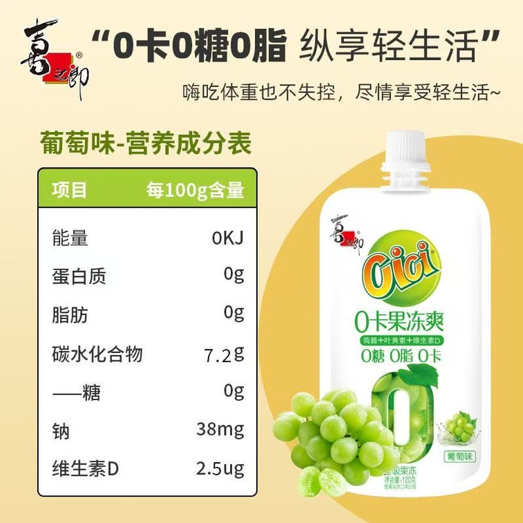 Xizhilang Cici Zero-Calorie Suck Jelly, Sugar & Fat Free, Peach + Grape 240g Total 9