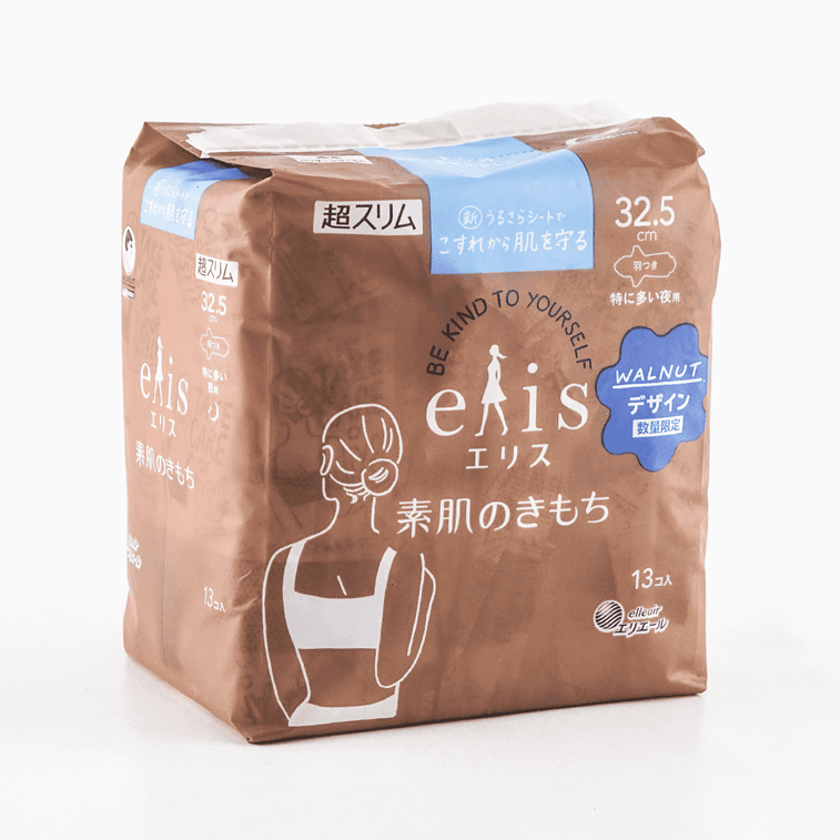 日本ELIS怡丽 素肌超薄护翼全棉卫生巾 夜用型 325mm 13枚入 8