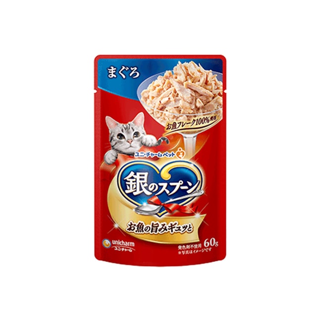 [일본 직송] 유니참 실버 스푼 고양이 간식 습식 소프트백 참치+가다랑어+닭가슴살 60g