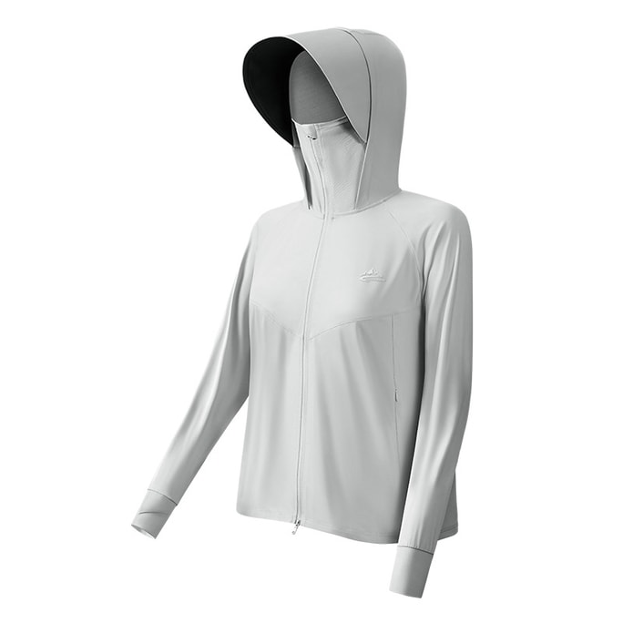 Women's Sun Protection Clothes Ice Silk Cool Feeling Breathable UV Protection Hooded Mask Gray