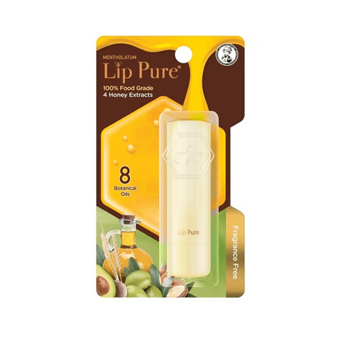美国 MENTHOLATUM 曼秀雷敦 LIP PURE 天然植物精華油潤唇膏 無香料  4g