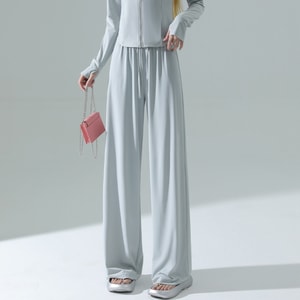Thin Ice Silk Drooping Wide-Leg Pants, Casual Sport Slim Fit Sun Protection Pants Light Gray Sun Protection Pants - Size S