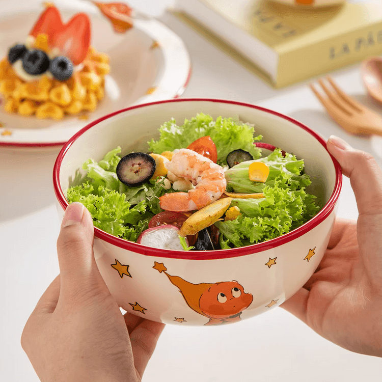 KAWASIMAYA Cute Twinkle Twinkle Ceramic Embossed Bowl, 6 inch