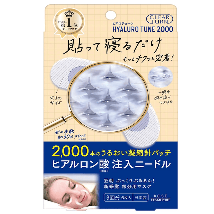 Microneedle Eye Patch Anti-wrinkle 2000 Needles Blue Box 6 sheets 3 servings