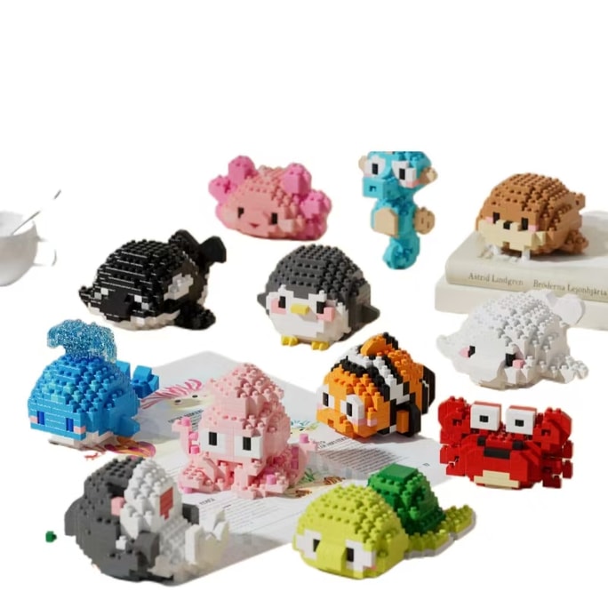 Ocean Series Mini Building Puzzle Assembly Compatible With LEGO Toy Display Microparticles - Complete Set Of 12