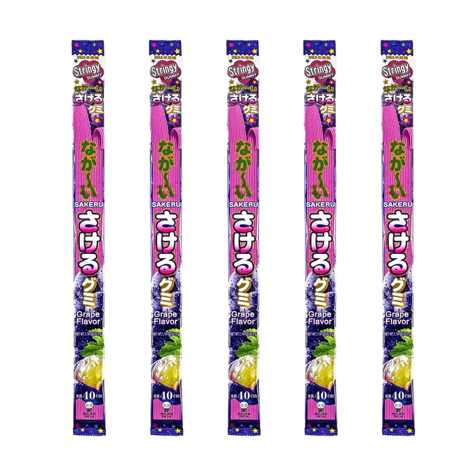 日本UHA悠哈 味觉糖 果汁新食感 手撕橡皮软糖 葡萄味 加长版 32g*5包【超值装】