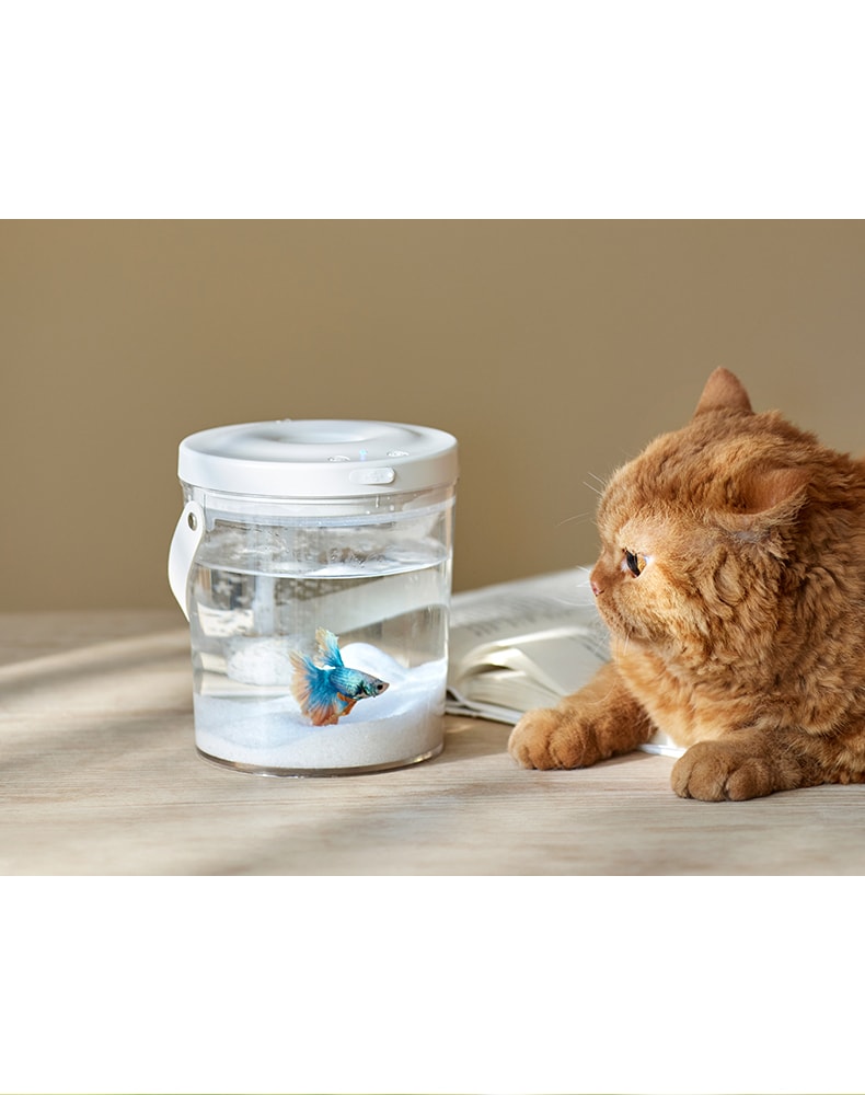 OLAYKS 鱼缸新款小型桌面办公便携式户外打氧无线注氧金鱼缸