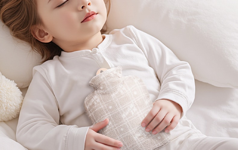 PVC Water-Filled Plush Hot Water Bag Cute Explosion-proof Hand Warmer Removable Washable Blue