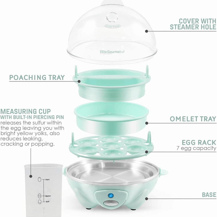 Easy Electric 7 Egg Capacity Soft Medium Hard-Boiled Cooker Poacher Scrambled 3