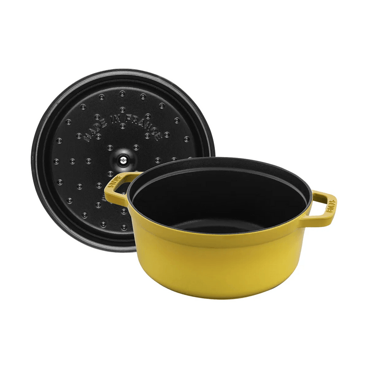 [Yami Exclusive] Round Dutch Oven Enamel-Coated Cast-Iron Citron 4QT×1 + Heart Shaped Knob Light Gold 1 pcs×1 9