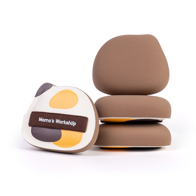 毛吉吉 单耳系列粉扑 paopaomi三花猫 非乳胶亲水性聚氨酯粉扑 清透底妆颊彩适用 2pcs  带收纳盒