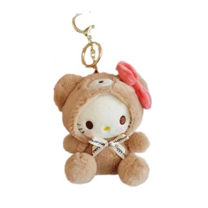 [프로모션 시즌] 산리오 키 체인 펜던트 귀여운 인형 선물 학교 가방 액세서리 봉제 인형 장난감 인형-파자마 KT 고양이 1
