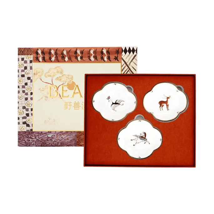 敦煌博物館共同ブランドベゴニアプレートセット 東洋美術 小サイズ
