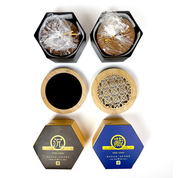 美国GINKGOHOME 天然木质香料盘香套组藏香+沉香+金丝竹香盘(附赠) - 亚米