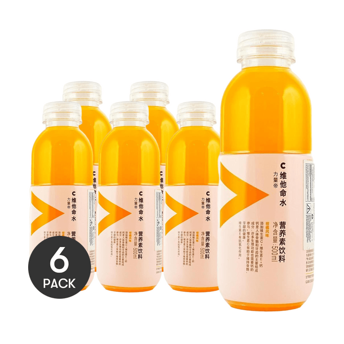农夫山泉 力量帝 维他命水 营养素饮料 柑橘味 500ml *6【6份超值装】【富含维生素+钙】