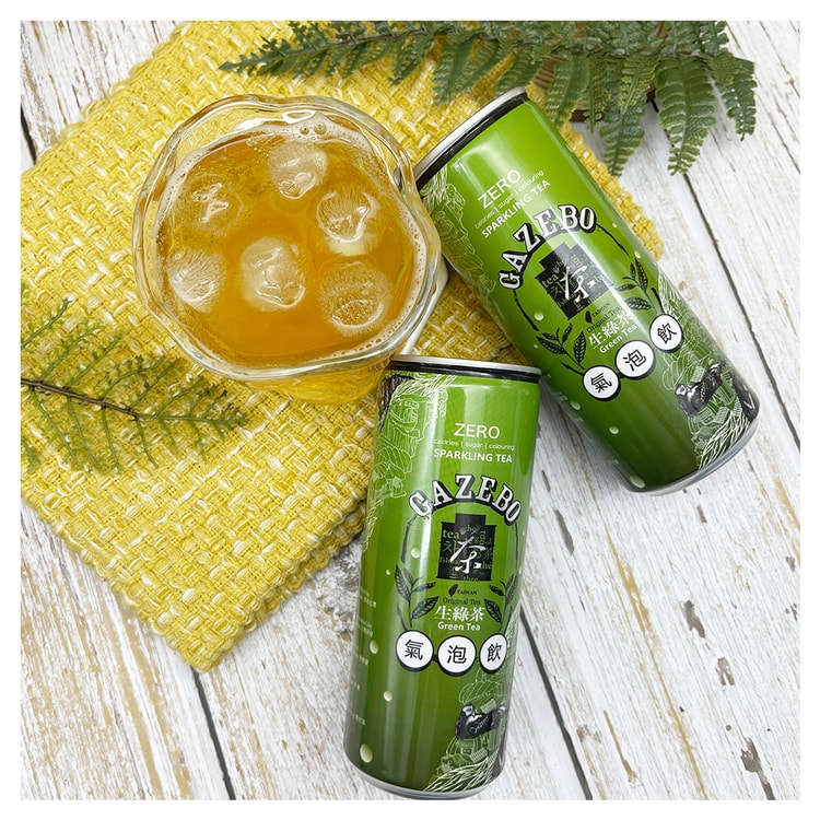 台湾直邮】 台湾 元融堂 GAZEBO 生緑茶 炭酸飲料 235ml (購入制限3本