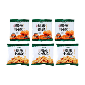 찹쌀 크래커 게맛+미니 찹쌀 스낵 김맛, 5.29 oz【2가지 맛 6개 콤보 팩】【바삭하고 느끼하지 않음】