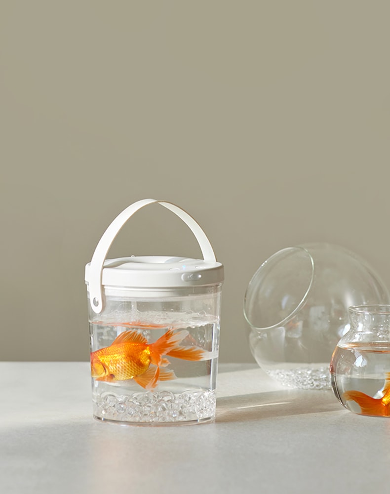 OLAYKS 鱼缸新款小型桌面办公便携式户外打氧无线注氧金鱼缸