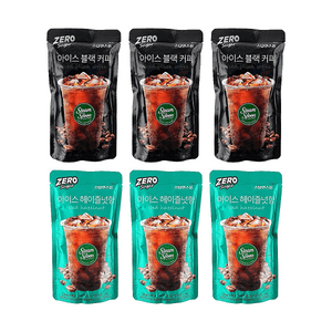 무설탕 아이스 블랙 커피+무설탕 아이스 헤이즐넛 향 커피, 46.62 fl oz【2가지 맛 6개 콤보 팩】【0 설탕】