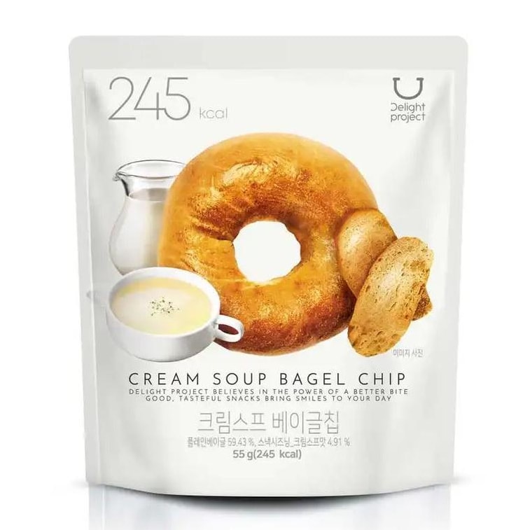 【線上獨家】韓國DELIGHT PROJECT 奶油濃湯貝果片 55g【Olive Young貝果片】【低卡健康小點心】 5