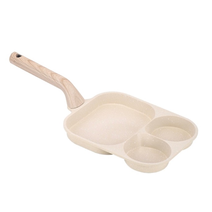 Egg Omelette Steak Frying Pan Non-Stick Skillet McRib Flat Pan 3-in-1 Breakfast Pan Beige