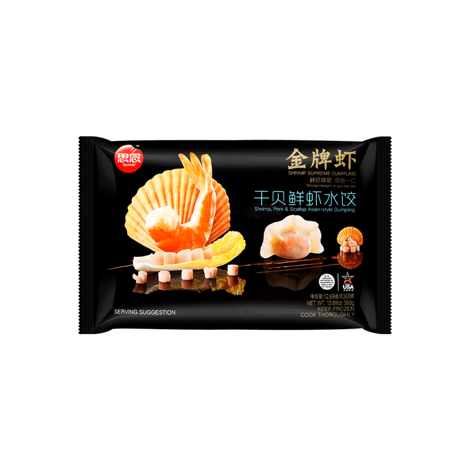 【冷冻】思念 金牌虾 干贝鲜虾 水饺 360g