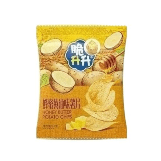 Crispy And Thin Crispy Potato Chips With Honey And Butter Flavor, 4 Bags, 16 Grams Per Bag