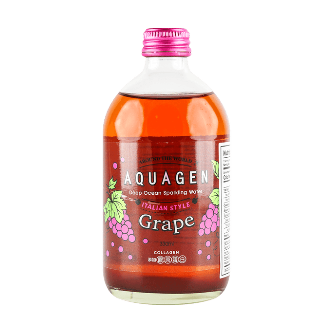 【健康加分】AQUAGEN 深海氣泡飲 義大利葡萄繽紛風味 330ml【綜合果汁43%】