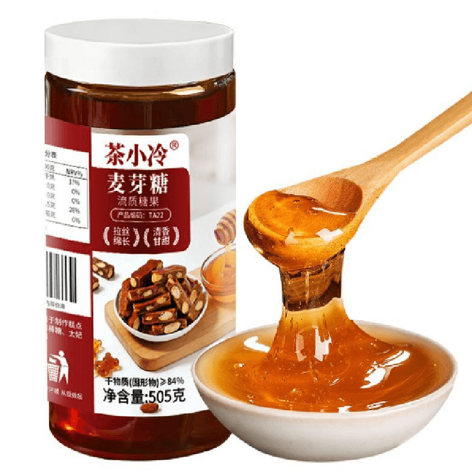 【中国直邮】 茶小冷 麦芽糖搅糖浆拉丝棒棒糖烘焙甜品小料怀旧零食505g*1罐