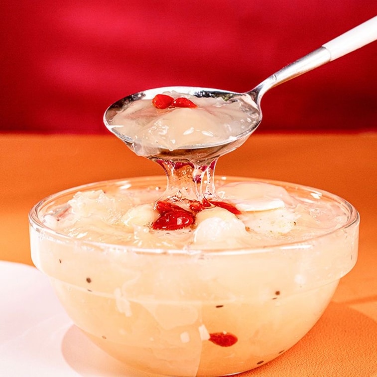 【中国直送】臨家埔子 缶詰大白キクラゲスープ 200g×1缶 氷砂糖、蓮の実、ユリの根、チアシード入り そのまま食べられる白キクラゲスープ 4