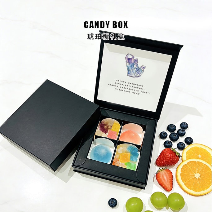 岡田宝石琥珀飴（和風）爽やかな甘酸っぱいミックスフルーツ味、55g。見た目も美しく、音声で操作できる宝石飴/クリスタルフルーツジュースグミ、クリスタルクラスターキャンディスナックです。【サクサクとした爽やかな外皮、しっとりとした食感のフィリング】