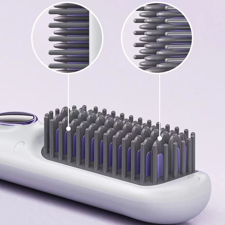 중국 HuiHao LCD 디스플레이 음이온 헤어 스트레이트너 무선 헤어 스트레이트 빗 화이트 1개 3