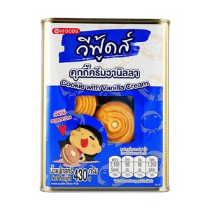 泰國VFOODS 香草奶油夾心餅乾 罐裝 430g【泰國超人氣零食伴手禮】