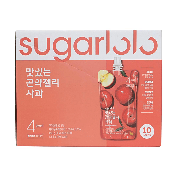 韩国SUGARLOLO 蒟蒻果冻 苹果味 150g x 10【低卡零糖】【清甜苹果味】
