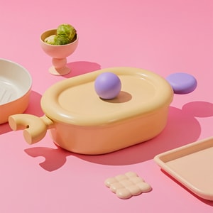 BETTER FINGER Cast Aluminum Low Oval Casserole Pot Stockpot with Lid Yellow 10"