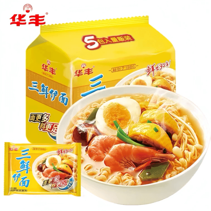 Huafeng Sanxian Yimian Instant Noodles Original - 86g X 5 Bags