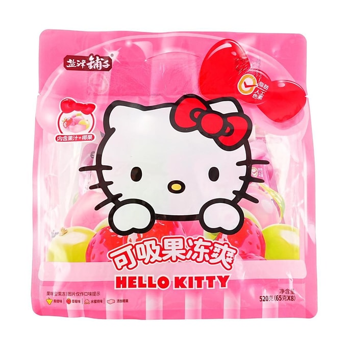 鹽津鋪子 可吸果凍爽 魔芋果凍 草莓+青提+桃子風味 520g【Hello Kitty版】